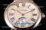 Cartier Ballon Bleu De Small Swiss Quartz Steel Case with White Dial Black Roman Numeral Markers and White Leather Strap