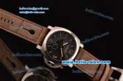 Panerai Power Reserve Asia ST25 Automatic Steel Case with Brown Leather Strap Black Dial Numeral/Stick Markers