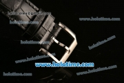 IWC Portuguese Chrono Miyota OS20 Quartz Steel Case with Black Leather Strap and Black Dial