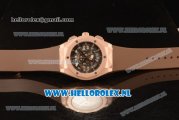 Hublot Classic Fusion Aerofusion Chronograph Orlinski Japanese Miyota OS20 Quartz Rose Gold Case with Black Dial Stick Markers and Brown Rubber Strap