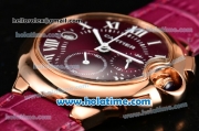 Cartier Ballon Bleu De Medium Chrono Miyota Quartz Rose Gold Case with Burgundy Dial and White Roman Numeral Markers