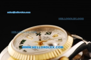 Rolex Datejust Automatic Movement Steel Case with White Dial and Gold Bezel-Two Tone Strap