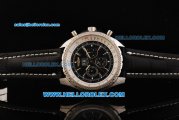 Breitling Bentley Big Date Automatic Movement Steel Case with Black Dial and Black Leather Strap