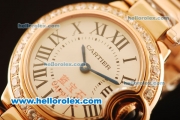 Cartier Ballon Bleu De Swiss ETA Quartz Full Rose Gold with Diamond Bezel and White Dial- 1:1 Original