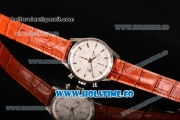 Tag Heuer Carrera Calibre 1887 Automatic Chrono Swiss Valjoux 7750 Automatic Steel Case with White Dial Brown Leather Strap and Silver Stick Markers