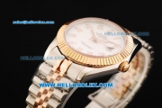 Rolex Datejust II Oyster Perpetual Automatic Movement Steel Case with White Dial and Rose Gold Bezel-Two Tone Strap