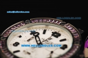 Hublot Big Bang Chronograph Swiss Quartz Movement PVD Case with Diamond Bezel and Purple Rubber Strap-Lady Model