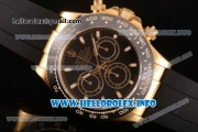 Rolex Daytona Chrono Swiss Valjoux 7750 Automatic Yellow Gold Case with Ceramic Bezel Rubber Strap and Black Dial (BP)