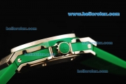 Hublot Big Bang King Swiss Quartz Movement Steel Case with Diamond Bezel and Green Rubber Strap