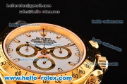 Rolex Daytona Chrono Swiss Valjoux 7750-SHG Automatic Gold Case/Strap with Stick Markers and White Dial
