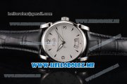Parmigiani Tonda 39 QF Miyota 9015 Automatic Steel Case with White Dial and Black Leather Strap Stick/Arabic Numeral Markers