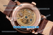 Audemars Piguet Jules Audemars Dual Time Asia ST25 Automatic Rose Gold Case Silver Dial Stick Markers and Brown Leather Strap