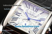 Cartier Tank MC Miyota Quartz Steel Case with Black Roman Numeral Markers and White Dial