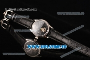 Rolex Cellini Tourbillon Swiss ETA 2824 Automatic Steel Case with Silver Stick Markers Black Leather Strap and Black Dial