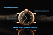 Patek Philippe Automatic Movement Rose Gold Case with Black Dial and Black Leather Strap-ETA Coating Case