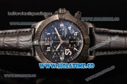 Breitling Avenger Seawolf Miyota Quartz PVD Case with Black Dial and Black Leather Strap - Arabic Numeral Markers