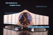 Omega Constellation Co-Axial Asia 2813 Automatic Steel Case with Rose Gold Bezel and Brown Sunlight Linear Dial