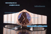 Omega Constellation Co-Axial Asia 2813 Automatic Steel Case with Rose Gold Bezel and Brown Sunlight Linear Dial