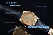 Rolex Sky-Dweller Asia 2813 Automatic Gold Case with Black Leather Strap and Yellow Dial