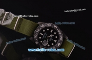 Rolex GMT-Master Pro-Hunter Swiss ETA 2836 Automatic Movement PVD Case with Black Dial-White Markers and Green Nylon Strap