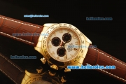 Rolex Daytona Chronograph Swiss Valjoux 7750 Automatic Movement Gold Case with White Dial and Numeral Markers