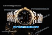 Rolex Datejust II Asia 2813 Automatic Two Tone Case/Bracelet with Black Dial and Diamonds Markers (BP)