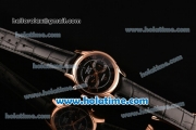 Omega De Ville Co-Axial Chronograph VK Quartz Movement Rose Gold Case and Black Leather Strap with Black Dial