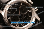 Omega De Ville Co-axial Chronograph Clone Omega 9300 Automatic Steel Case with Black Dial and Black Leather Strap (EF)