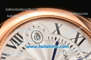 Cartier Ballon Bleu De Medium Chrono Miyota Quartz Rose Gold Case with White Dial and Roman Numeral Markers