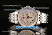 Breitling Montbrillant Datora Chrono Swiss Valjoux 7751 Automatic Steel Case/Bracelet with White Dial and Stick Markers - 1:1 Original (J12)