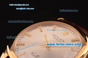 Rolex Cellini Danaos Swiss Quartz Yellow Gold Case with Brown Leather Strap White Dial Stick Markers