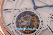 Cartier ballon bleu de Swiss Tourbillon Manual Winding Rose Gold Case with White Dial and Brown Leather Strap