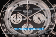 Rolex Daytona Vintage Chrono Miyota OS20 Quartz Steel Case/Bracelet with Point Markers and Black Dial - White Inner Bezel