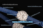 Patek Philippe Calatrava Miyota Quartz Steel Case with Blue Leather Bracelet and Silver Sitck Markers