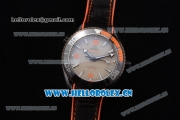 Omega Seamaster Planet Ocean 600M Clone Omega 8900 Automatic PVD Case with Grey Dial and Black/Orange Rubber Strap Stick/Arabic Numeral Markers (EF)