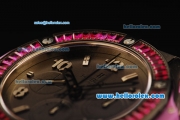 Hublot Big Bang Chronograph Swiss Valjoux 7750 Automatic Movement PVD Case with Pink Diamond Bezel and Pink Rubber Strap