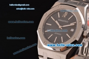 Audemars Piguet Royal Oak Swiss ETA 2836 Automatic Steel Case with Stick Markers Black Dial and Stainless Steel Strap