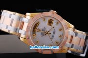 Rolex Day-Date Oyster Perpetual Automatic with White Dial,Diamond Marking and Gold-Diamond Bezel Rolex Day-Date Oyster Perpetual Automatic with White Dial,Diamond Marking and Gold-Diamond Bezel