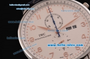 IWC Portuguese Chronograph Japanese Miyota OS10 Quartz Stainless Steel Case with Stainless Steel Strap and White Dial