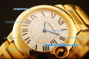 Cartier Ballon Bleu De Swiss ETA Quartz Full Gold with Beige Dial and Roman Markers