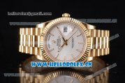 Rolex Day Date II Swiss ETA 2836 Automatic Yellow Gold Case/Bracelet with Silver Dial Yellow Gold Second Hand and Stick Markers (BP)