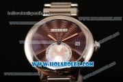 Cartier Rotonde De Miyota Quartz Steel Case/Bracelet with Brown Dial