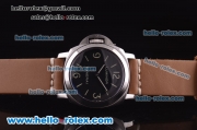 Panerai Luminor Base Pam 219 Asia 6497 Manual Winding Steel Case with Black Dial and Brwon Leather Strap