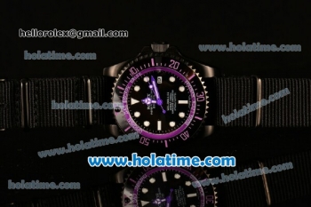 Rolex Sea-Dweller Deepsea Asia 2813 Automatic PVD Case with Black Nylon Strap and Purple Diver Index