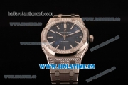 Audemars Piguet Royal Oak 41MM Clone AP Calibre 3120 Automatic Diamonds Steel Case/Bracelet with Blue Dial and Stick Markers