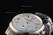 Patek Philippe Automatic Movement Steel Case with Silver Dial and Steep Strap