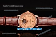 Blancpain Le Brassus Tourbillon Swiss ETA 2824 Automatic Rose Gold Case with Beige Dial and Brown Leather Strap