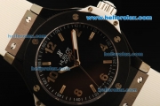 Hublot Big Bang King Swiss Quartz Movement PVD Case and Bezel with Black Dial and White Rubber Strap