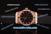 Hublot Classic Fusion Automatic Rose Gold Case with Diamond Bezel - Black Dial and Black Rubber Strap - ETA Coating