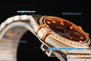 Omega Constellation Automatic Movement Steel Case with Brown Dial and Diamond Markers/Bezel